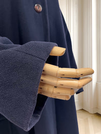 Capă din lână și cașmir cu guler din păr natural potrivită pentru L/XL