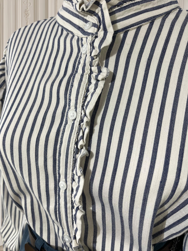 Cămașă în dungi din bumbac și vâscoză mărimea XL