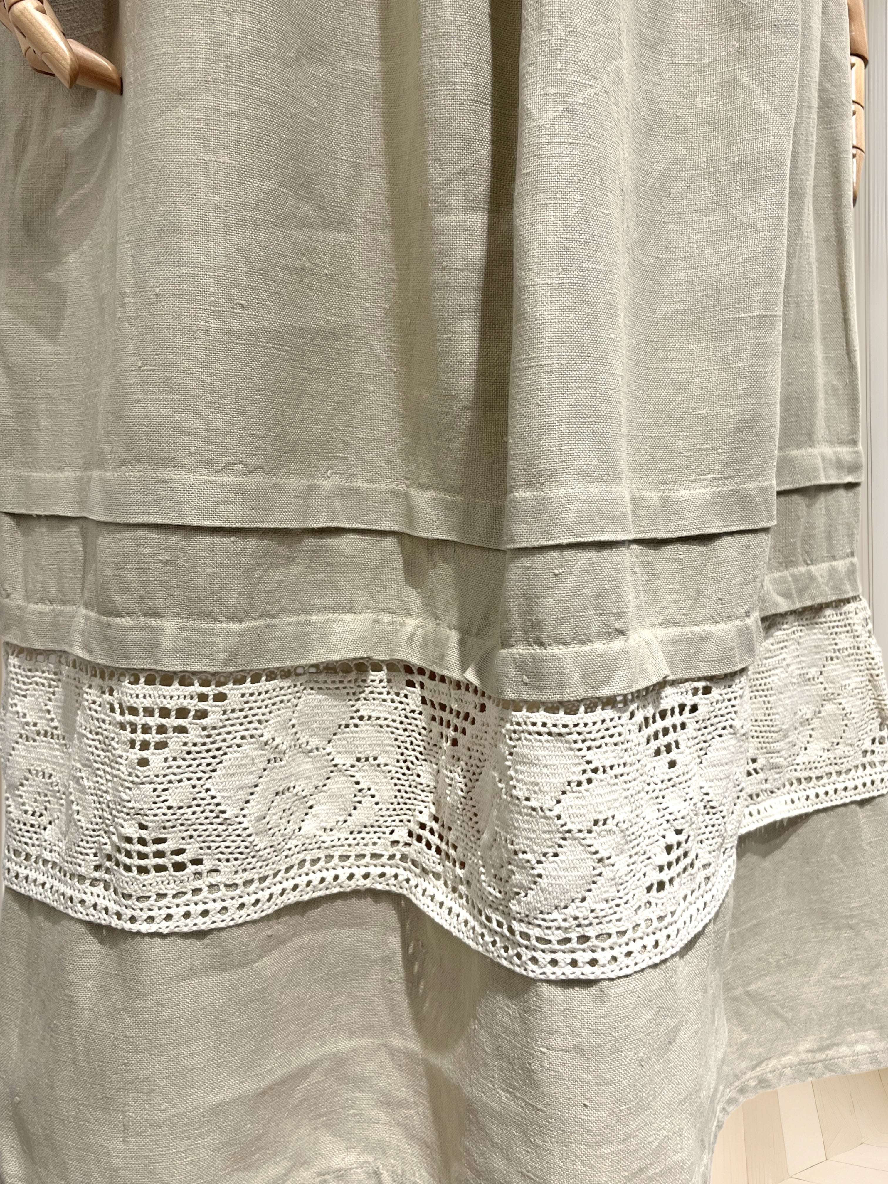 Fustă crem din in cu broderie mărimea L