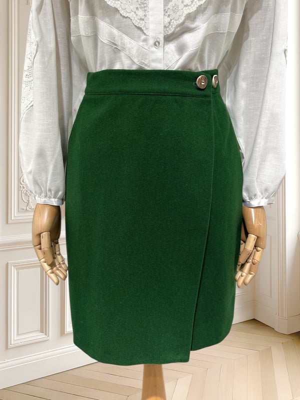 Fustă vintage din lână pură potrivită pentru M/L