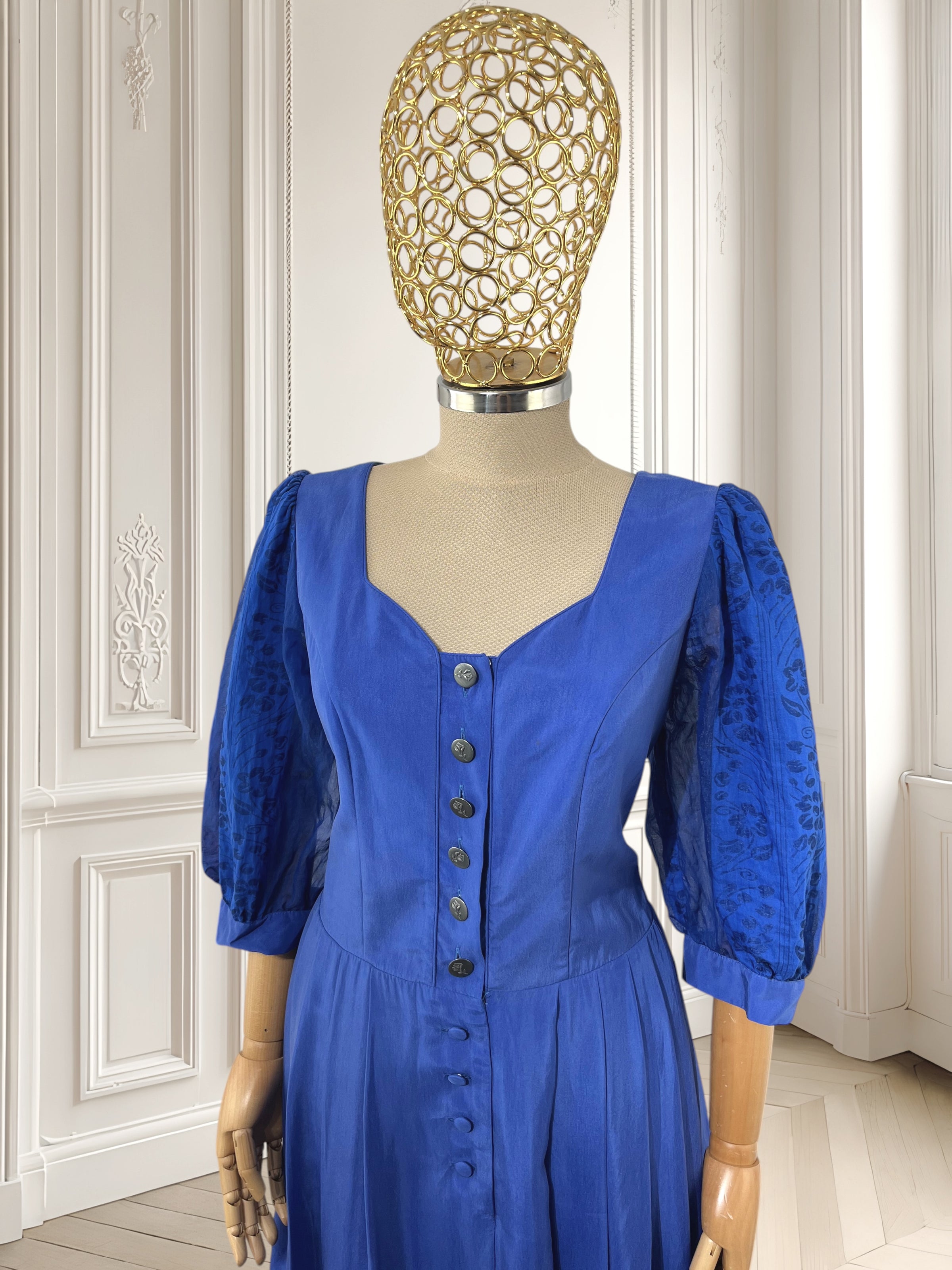 Rochie vintage cu mâneci bufante potrivită pentru M/L