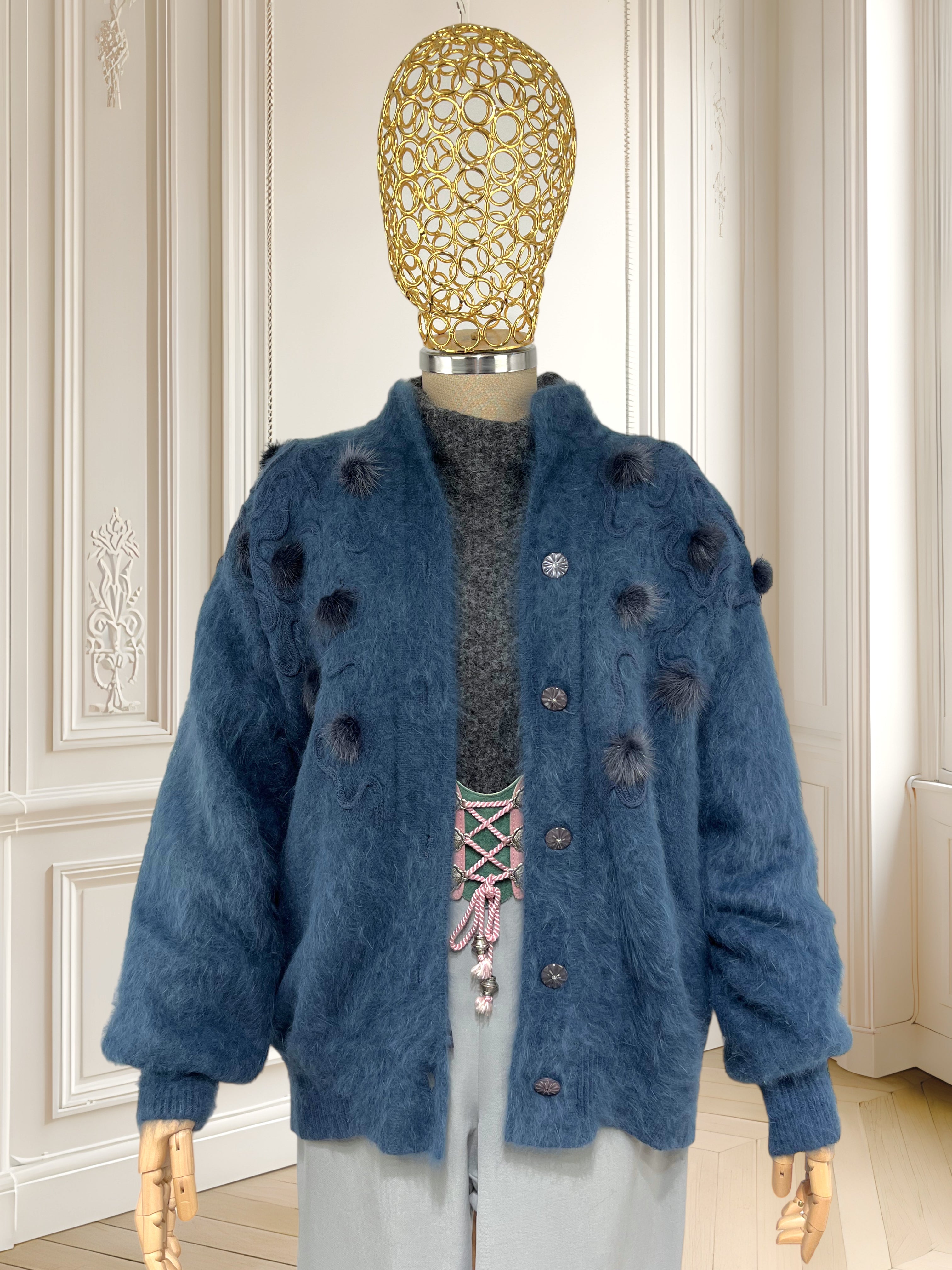 Cardigan vintage din angora potrivit pentru L/XL