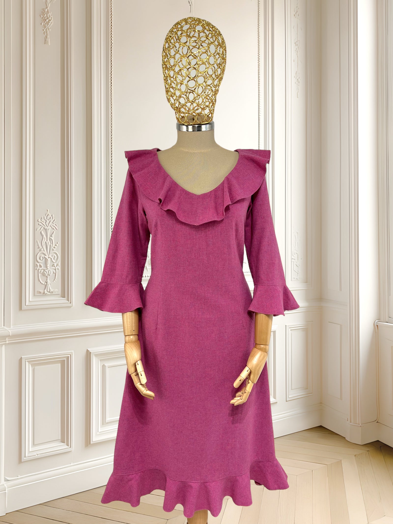 Rochie ciclam din stofă fină de lână mărimea M