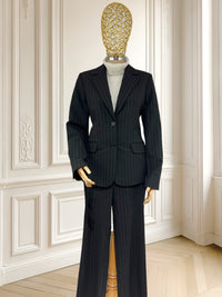 Costum negru în dungi mărimea S