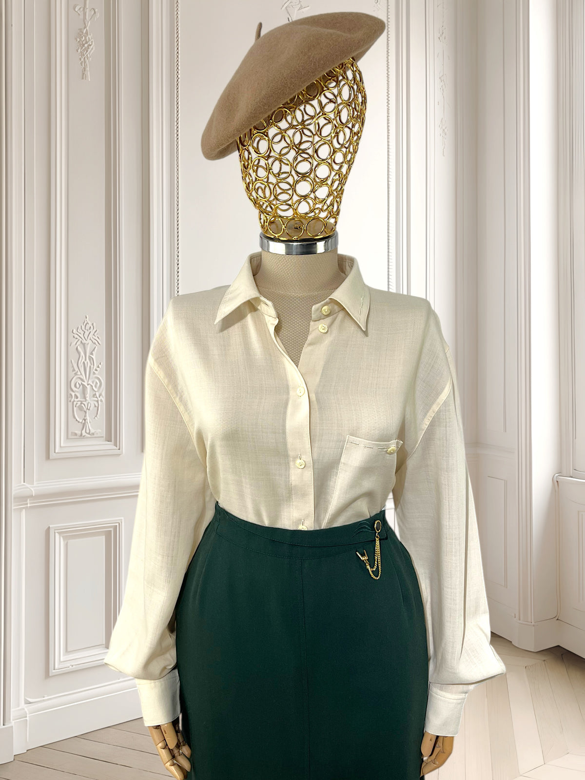 Cămașă vintage din lână pură potrivită pentru L/XL