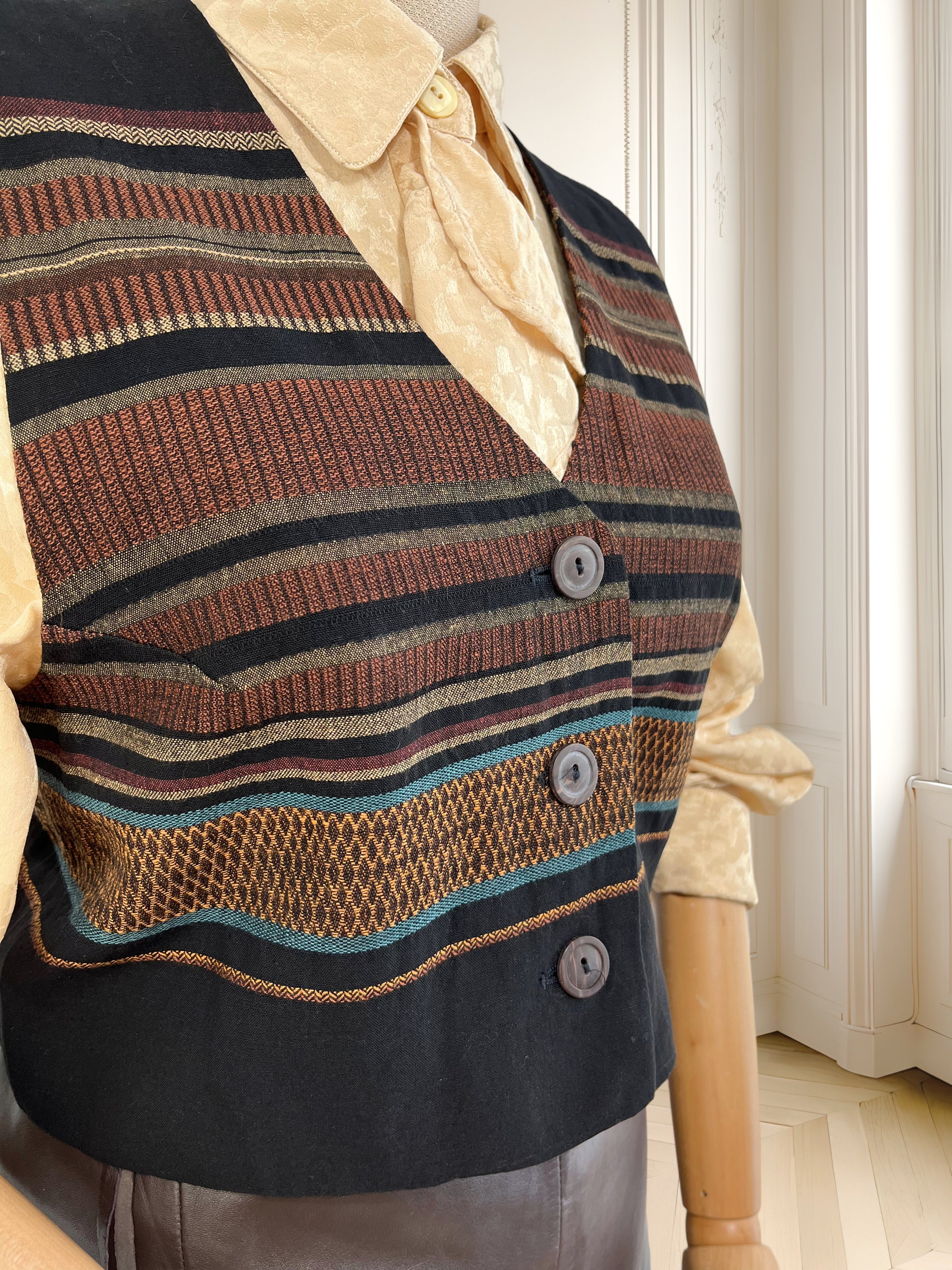 Vestă vintage din amestec de in mărimea M