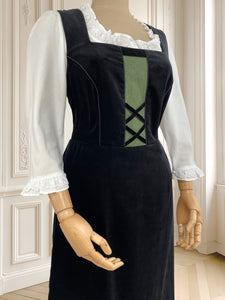 Rochie vintage din catifea cu cămașă albă mărimea M