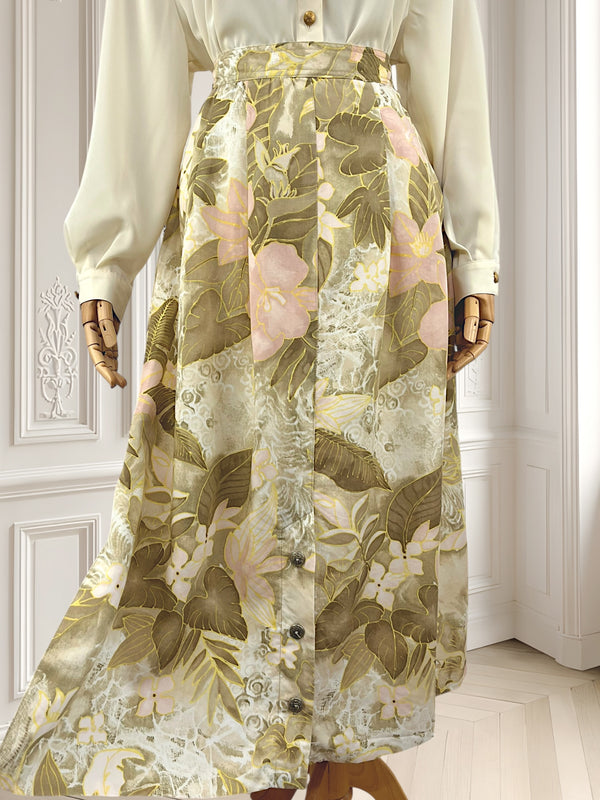 Fustă vintage cu print floral mărimea L