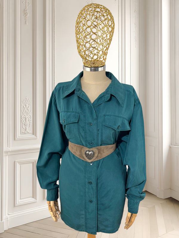 Cămașă vintage din mătase potrivită pentru XL/XXL