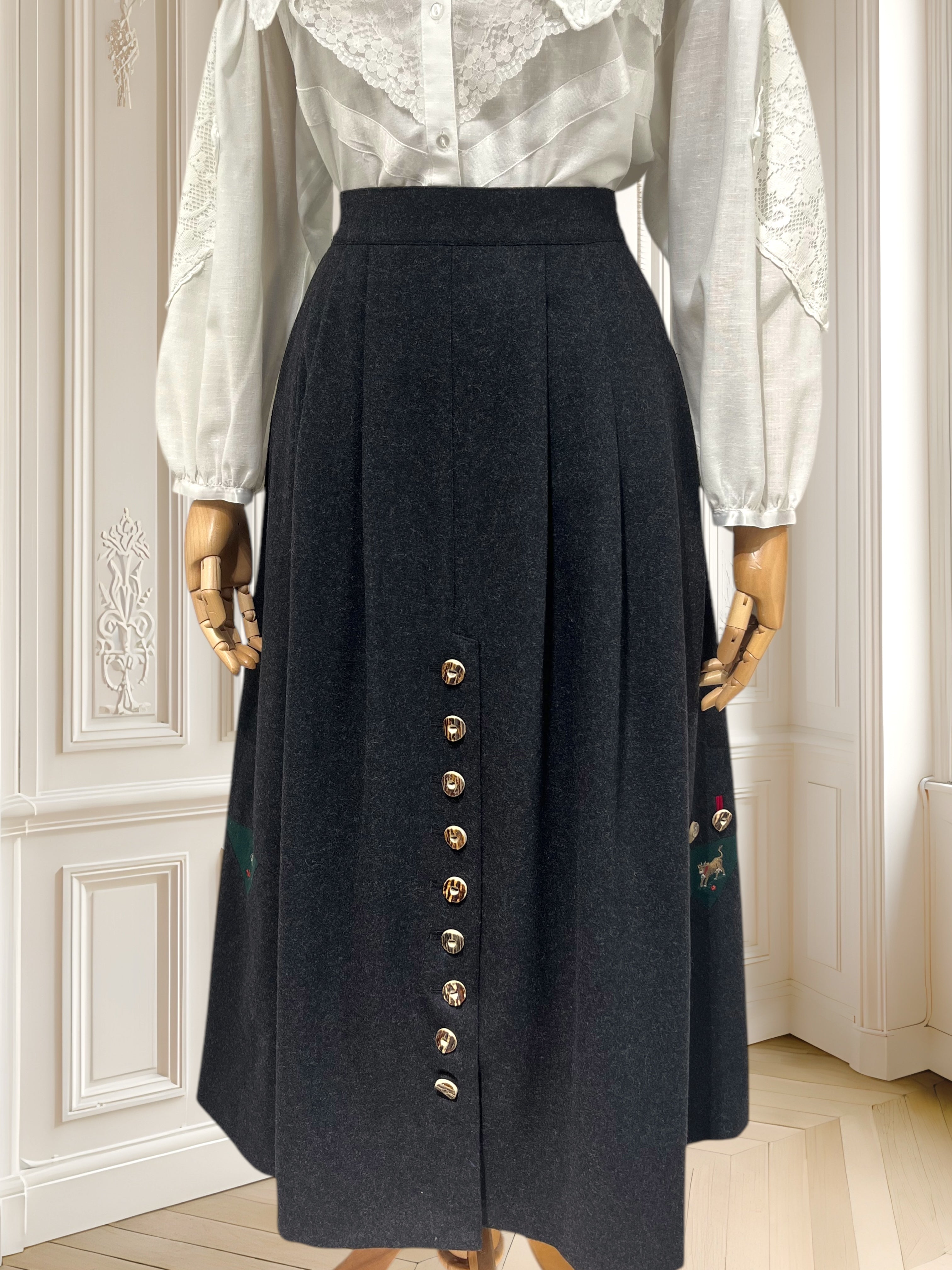 Fustă vintage din lână pură mărimea L