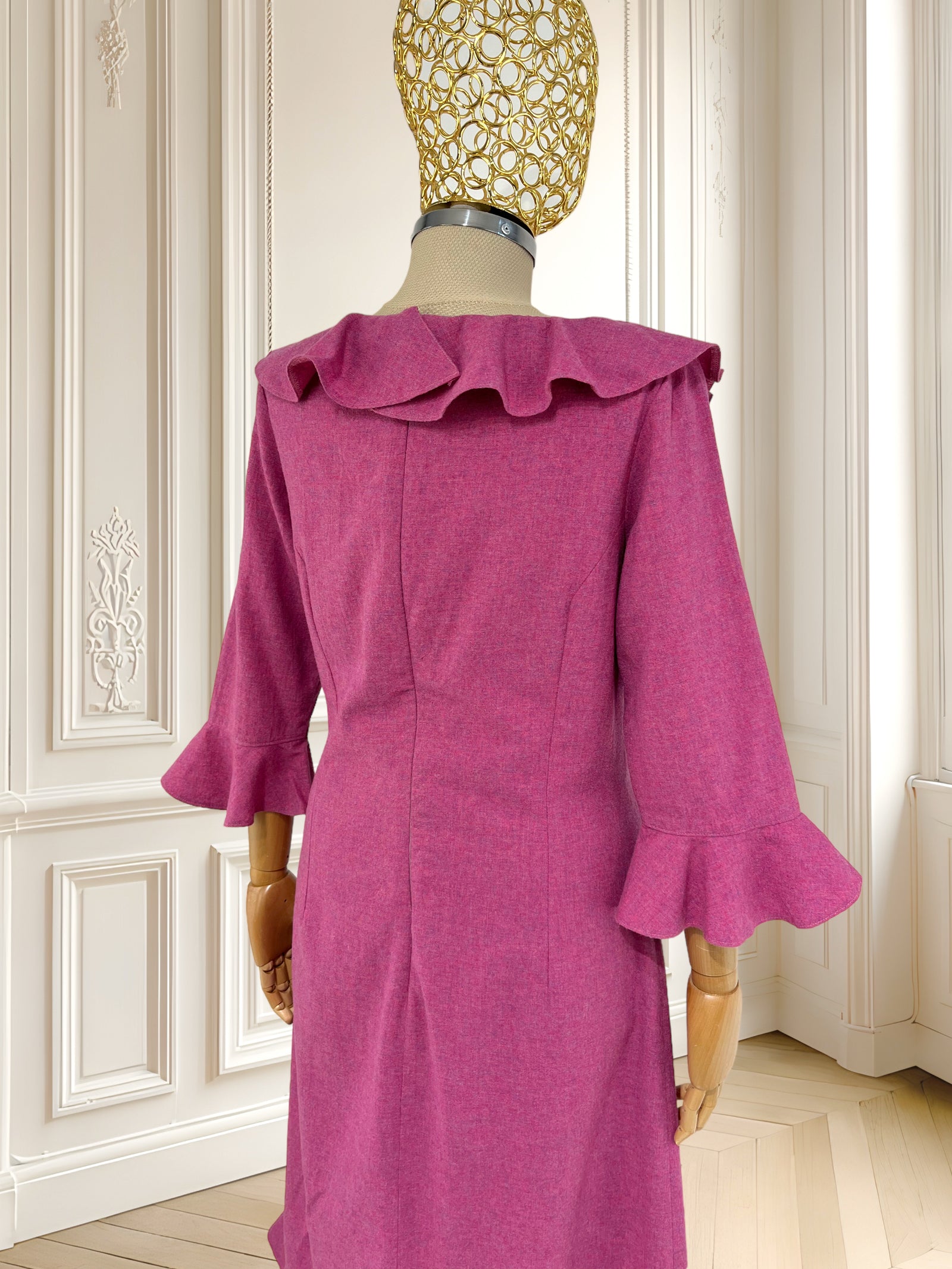 Rochie ciclam din stofă fină de lână mărimea M