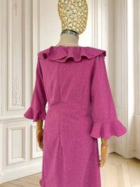 Rochie ciclam din stofă fină de lână mărimea M