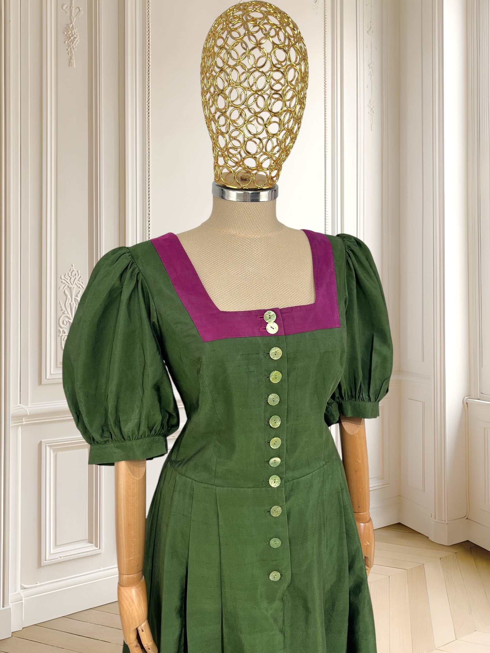 Rochie vintage din amestec de mătase mărimea L