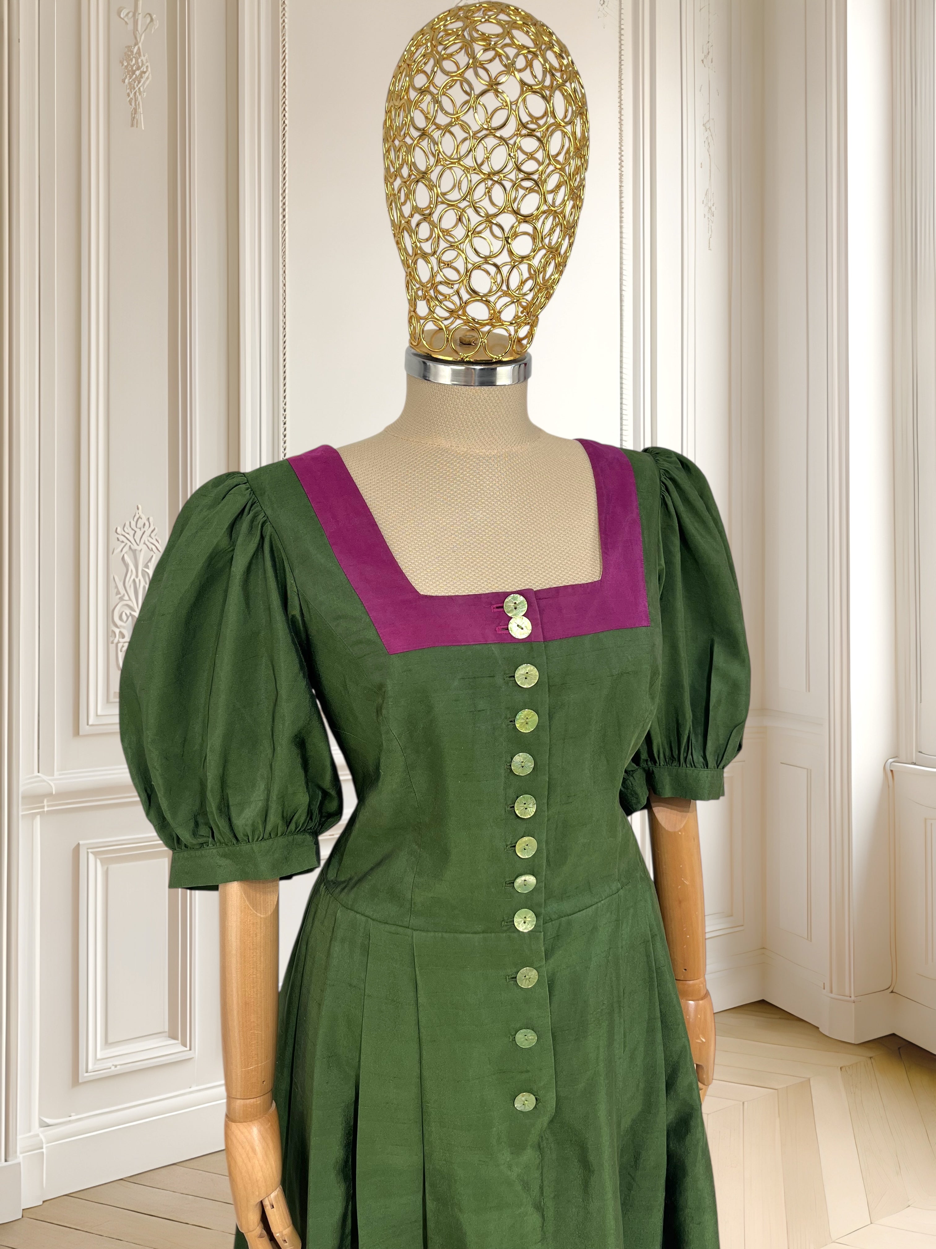Rochie vintage din amestec de mătase mărimea L