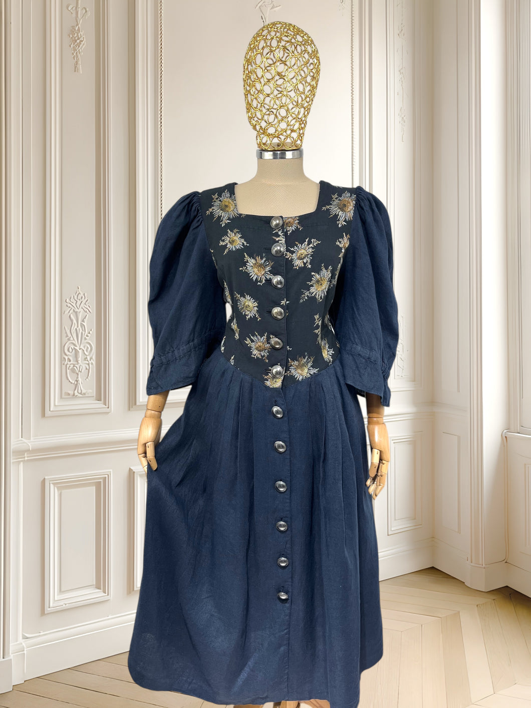 Rochie vintage din in mărimea XL