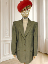 Încarcă imaginea în vizualizatorul Galerie, Sacou olive din vâscoză și mohair mărimea L
