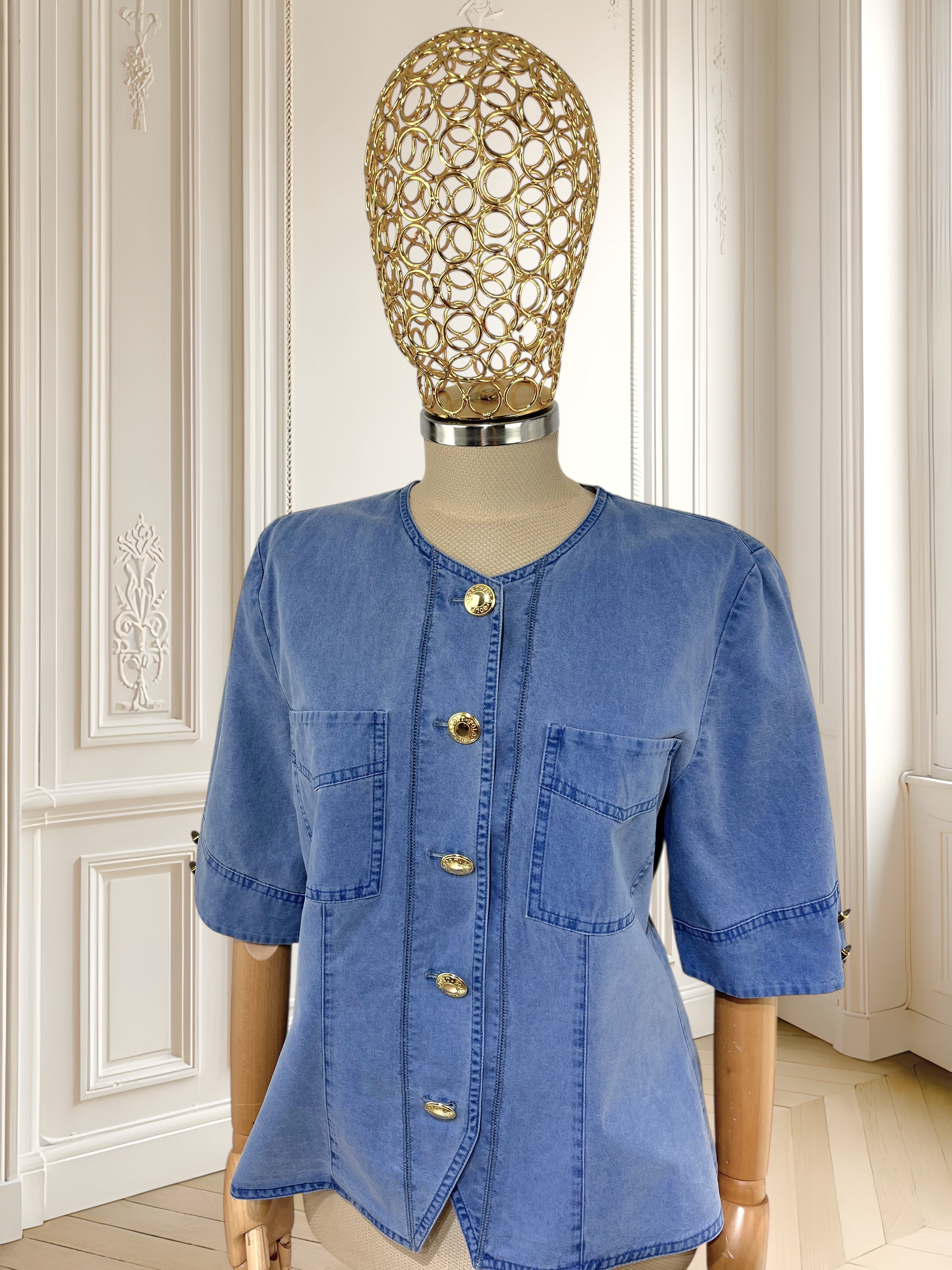 Cămașă vintage din denim potrivită pentru M/L