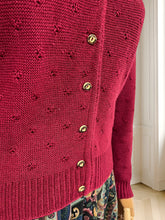 Încarcă imaginea în vizualizatorul Galerie, Cardigan vișiniu din lână pură potrivit pentru M/L
