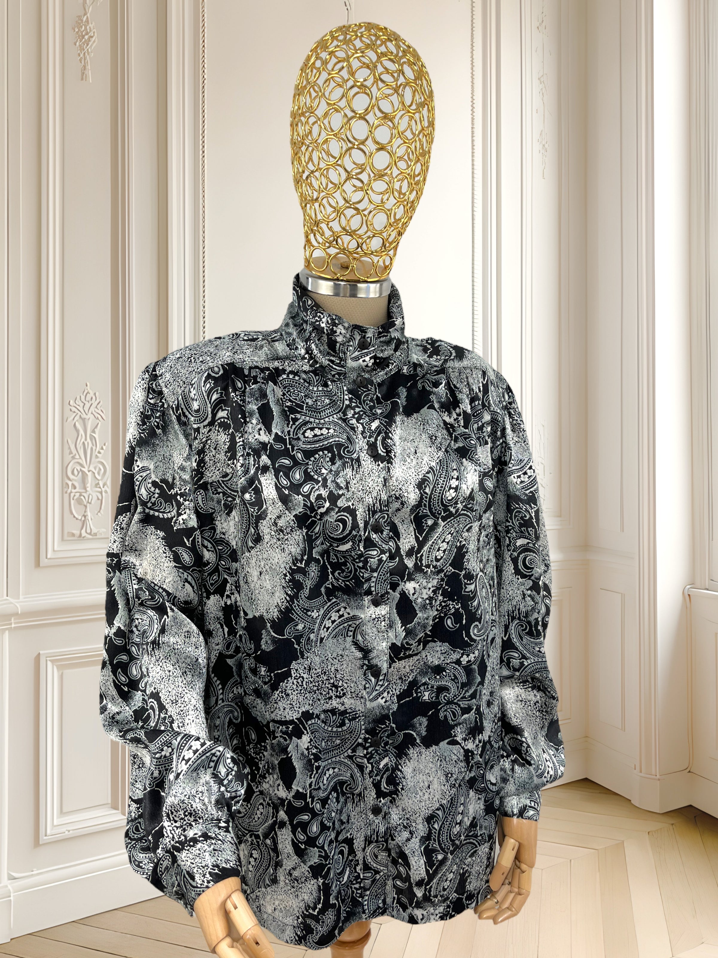 Cămașă satinată cu print paisley potrivită pentru L/XL
