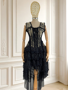 Rochie vintage din brocart și dantelă mărimea S