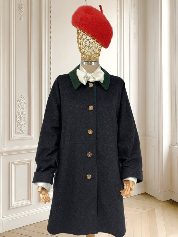 Palton vintage supradimensionat din lână și cașmir potrivit pentru L/XL