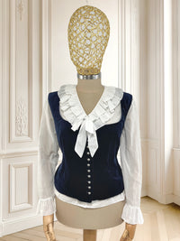 Top bleumarin din catifea lucrat manual mărimea XL