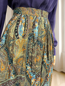 Fustă vintage din vâscoză cu print paisley mărimea M