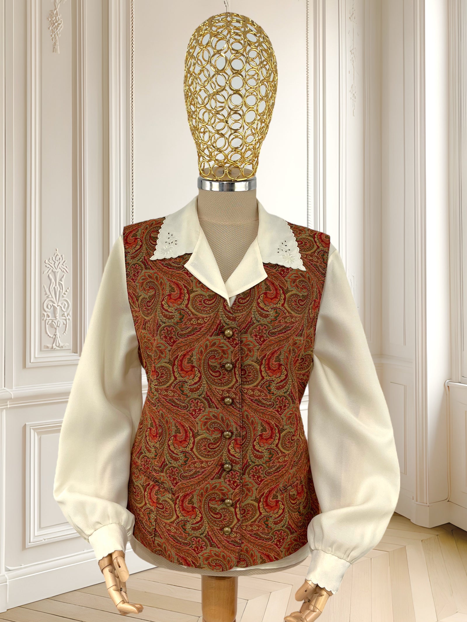 Vestă vintage din brocart mărimea M