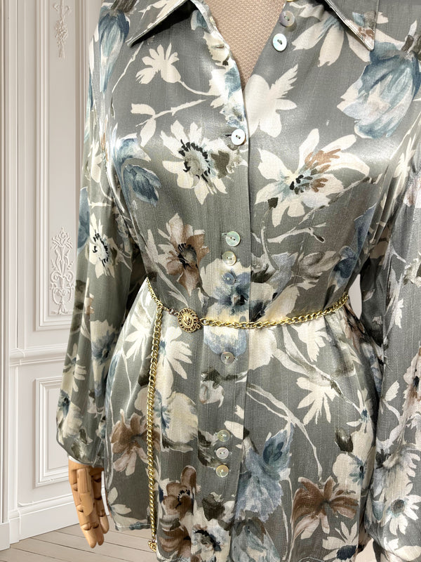 Cămașă florală din vâscoză satinată mărimea L