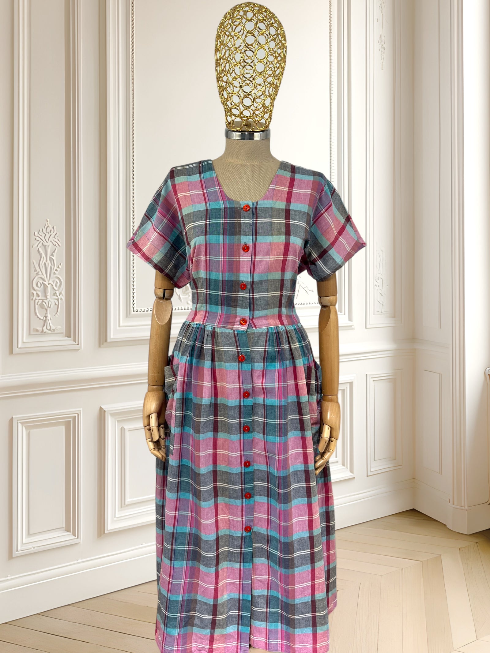 Rochie vintage în carouri mărimea M