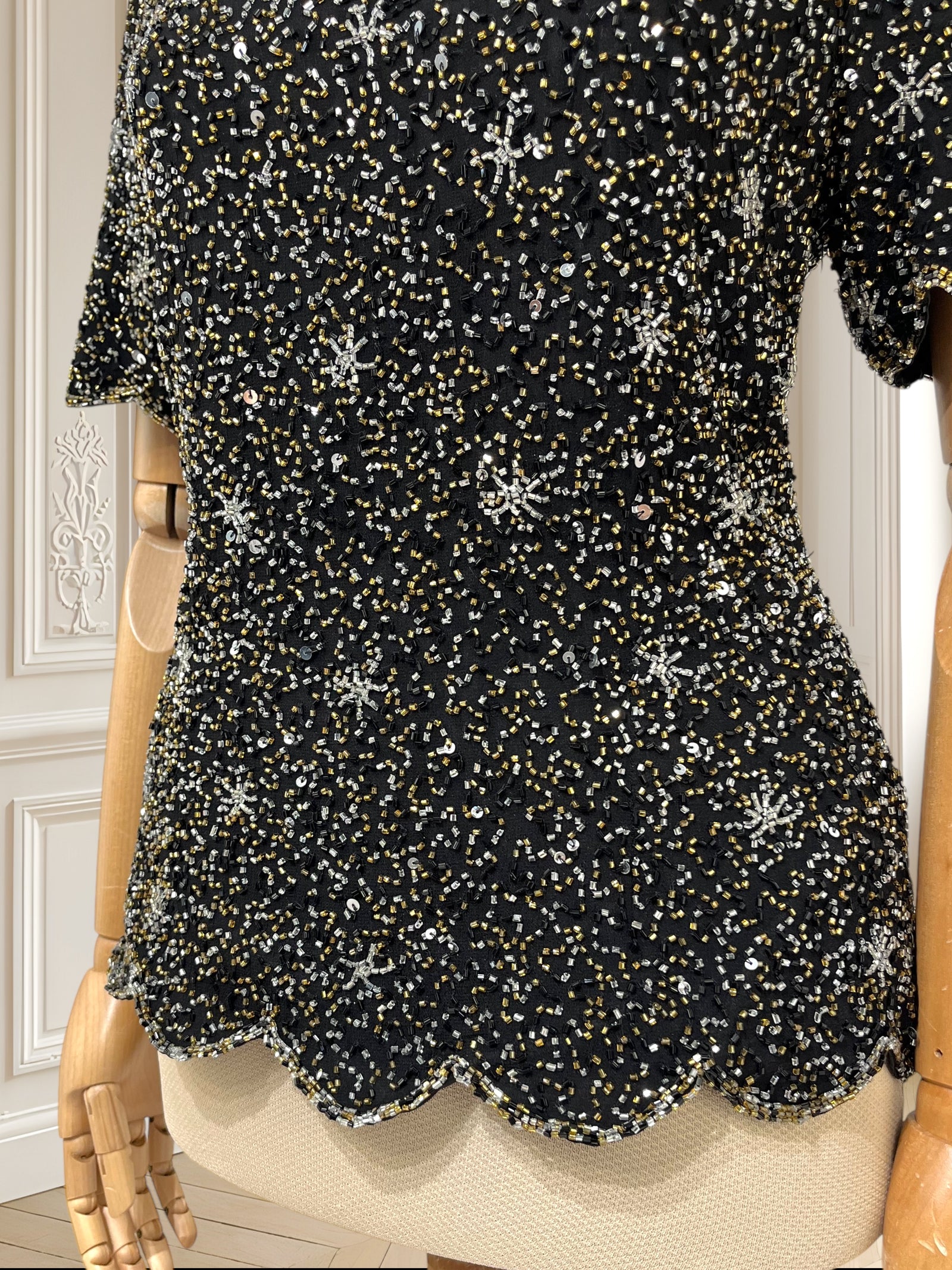 Tricou vintage cu paiete potrivit pentru S/M