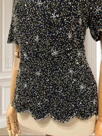 Tricou vintage cu paiete potrivit pentru S/M