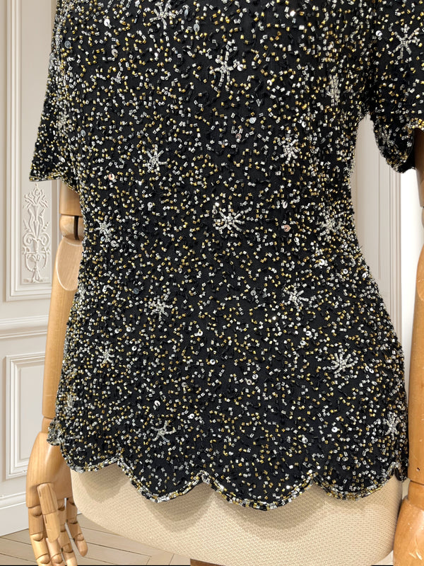 Tricou vintage cu paiete potrivit pentru S/M