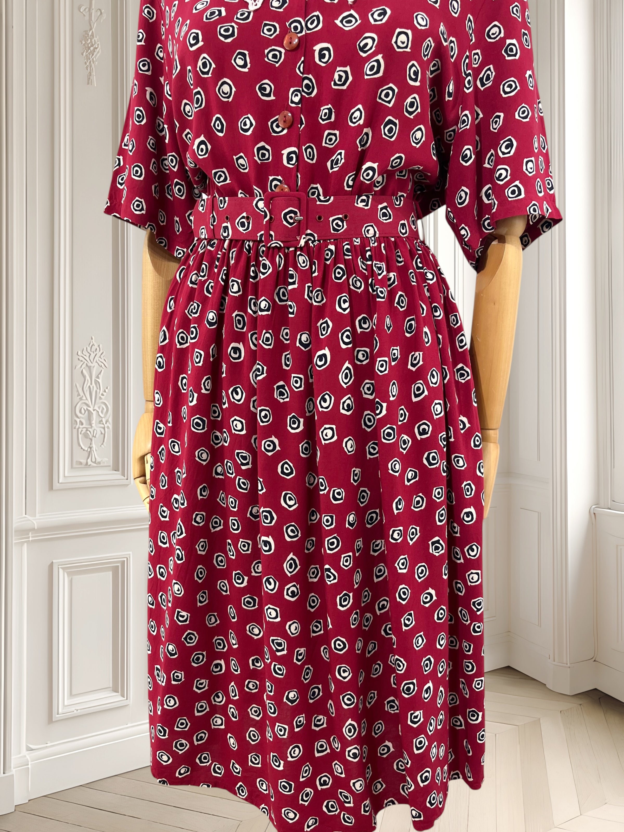 Rochie vișinie din vâscoză mărimea L