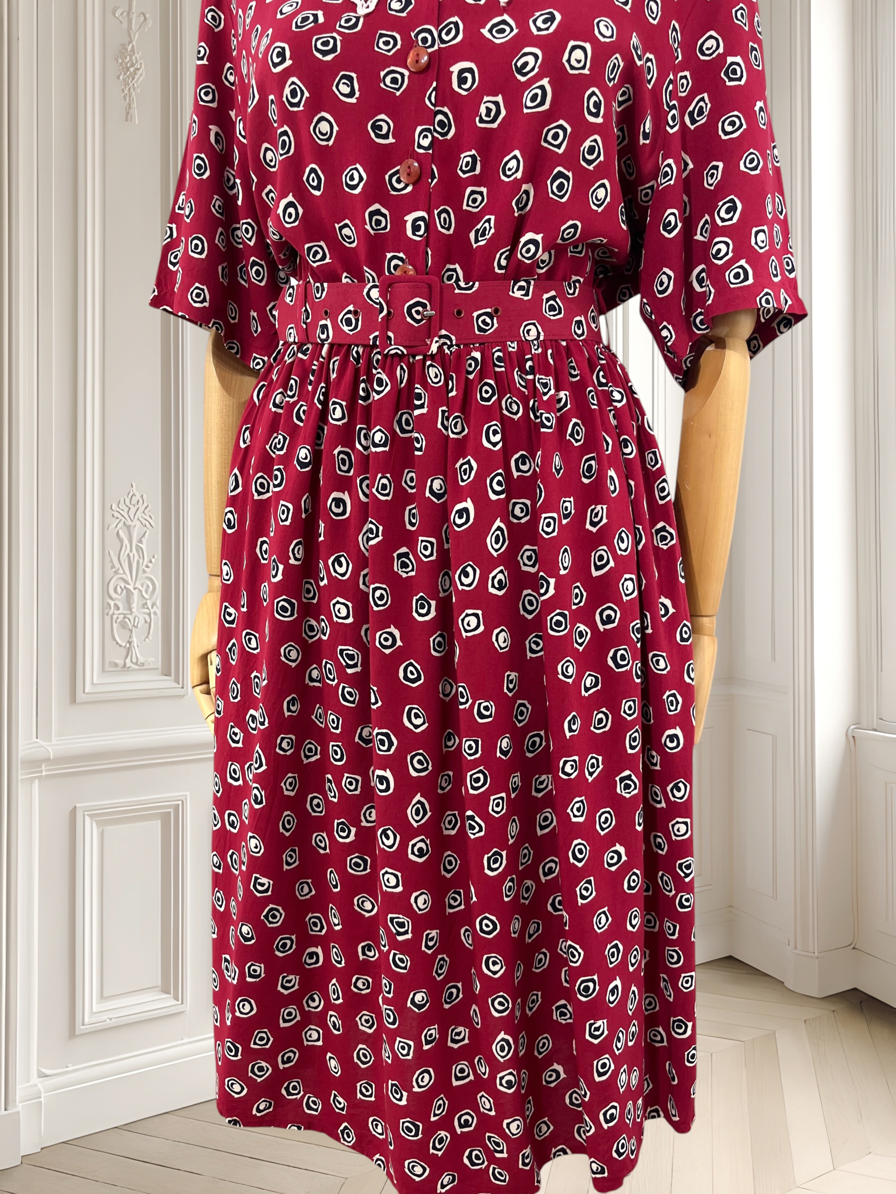 Rochie vișinie din vâscoză mărimea L