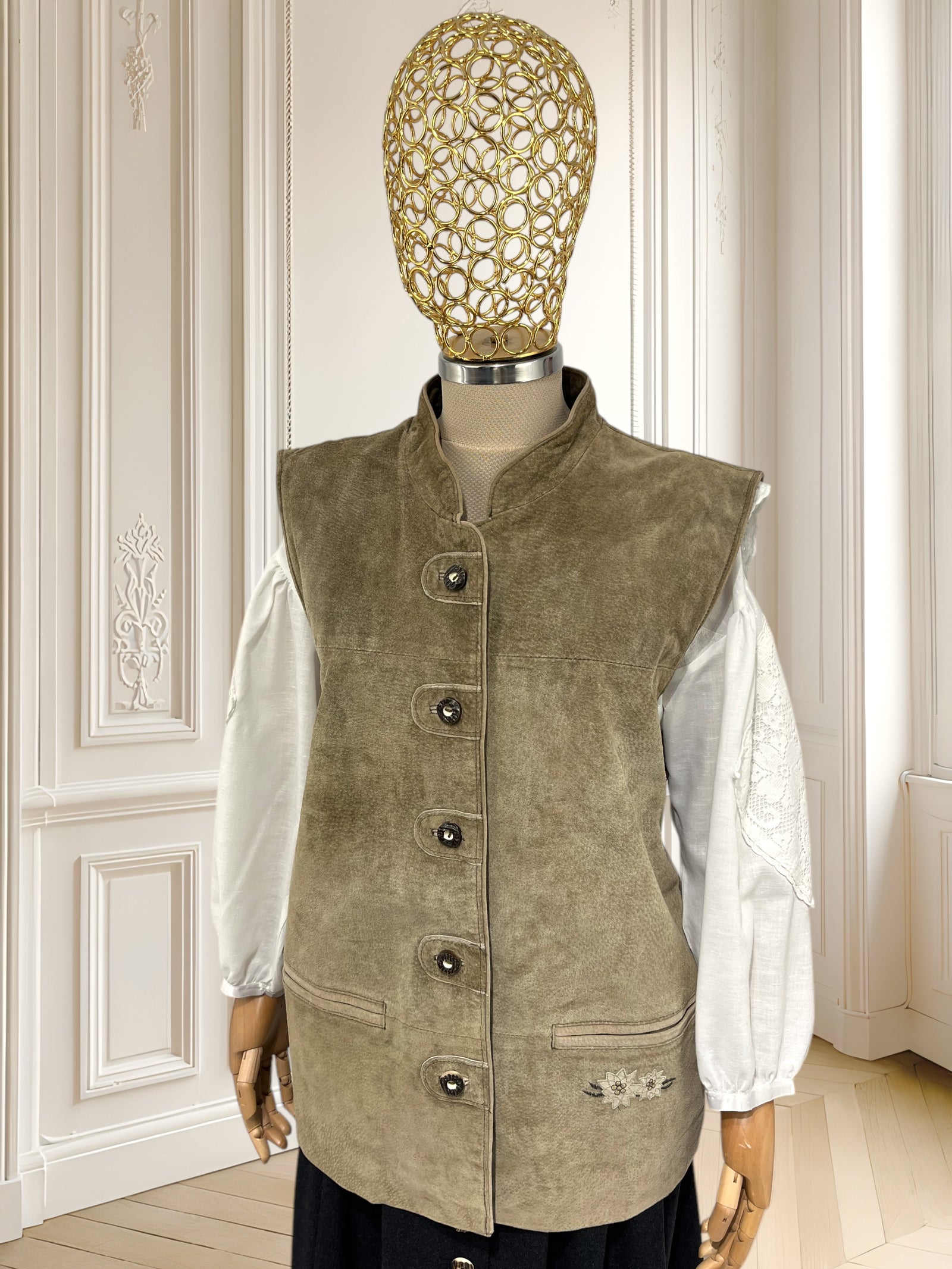 Vestă vintage din piele naturală mărimea L