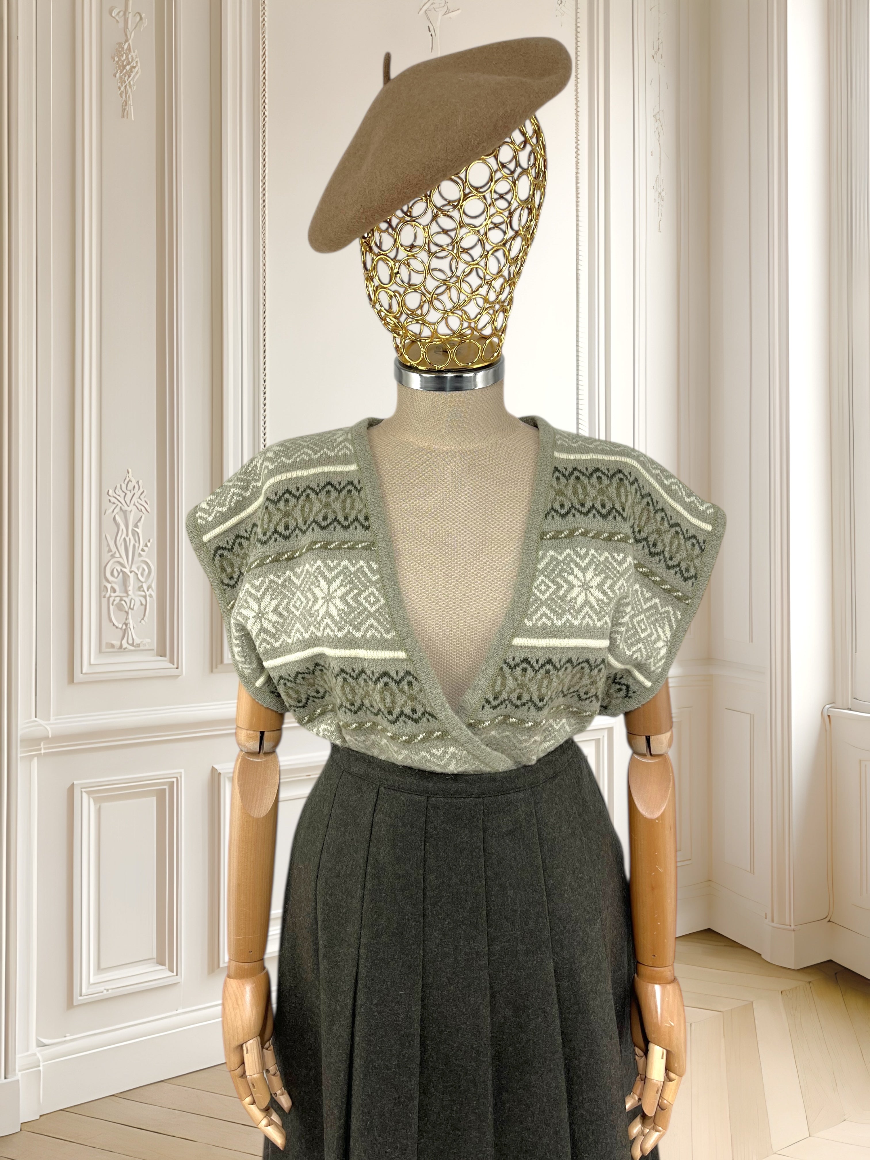 Vestă vintage din amestec de lână potrivită pentru M/L