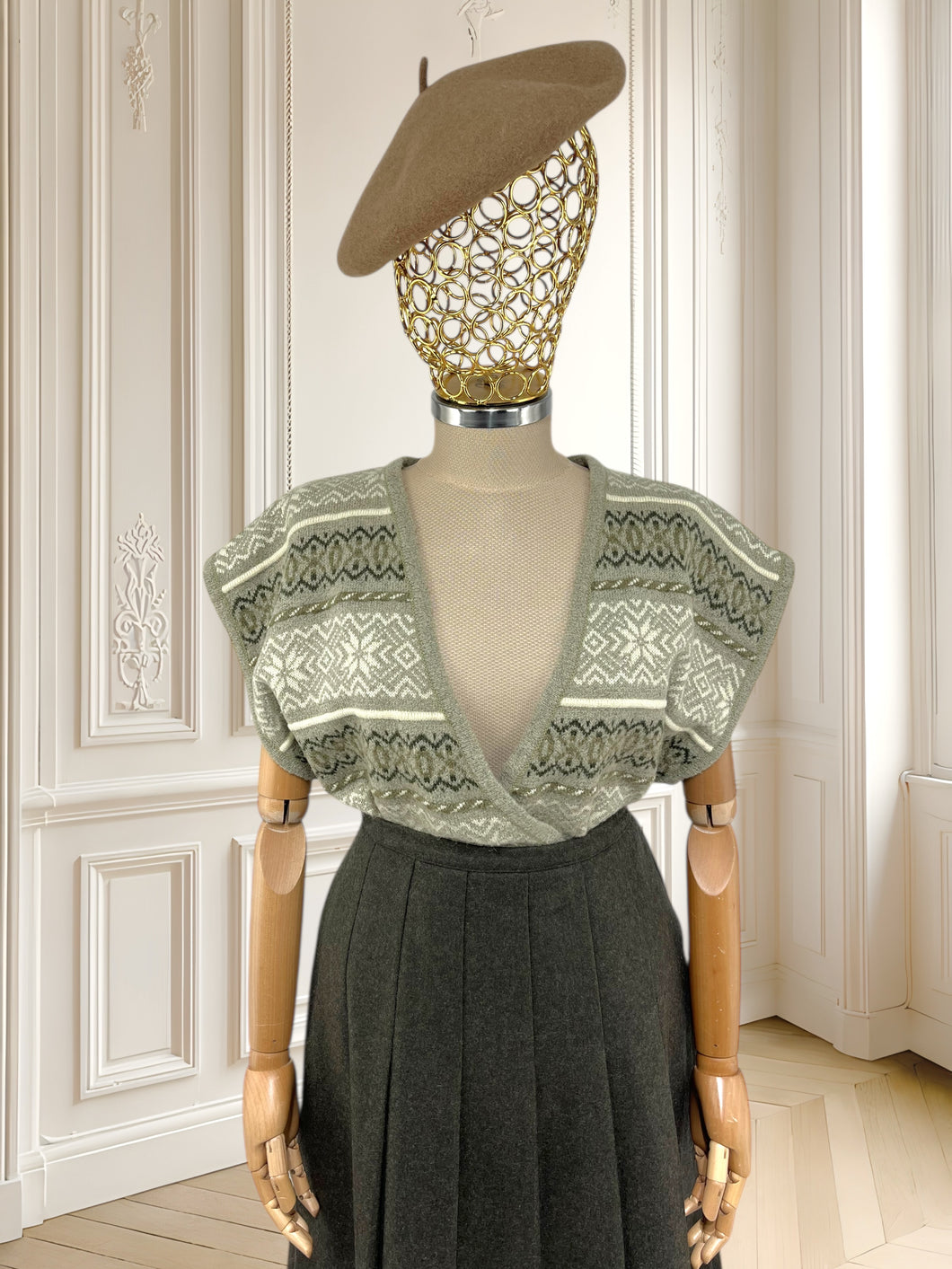 Vestă vintage din amestec de lână potrivită pentru M/L