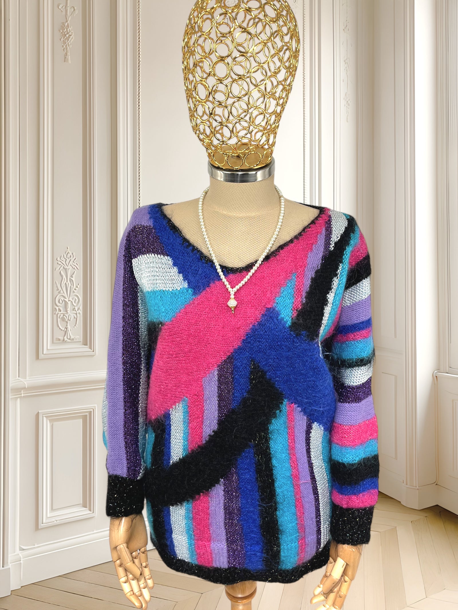 Bluză din mohair lucrată manual potrivită pentru S/M