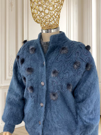 Cardigan vintage din angora potrivit pentru L/XL