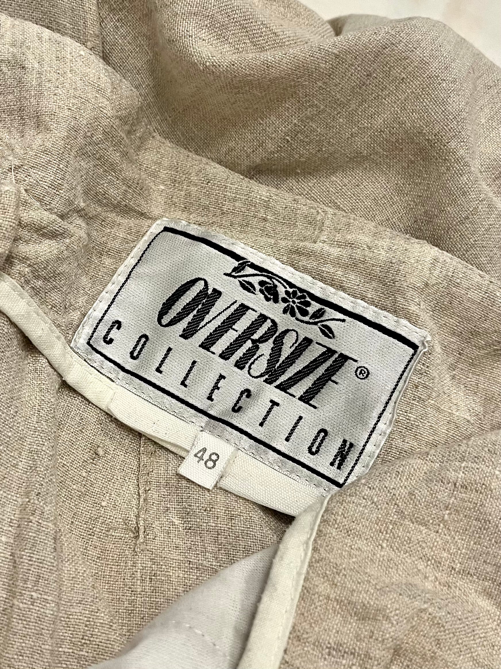 Pantaloni din in cu talie înaltă mărimea L