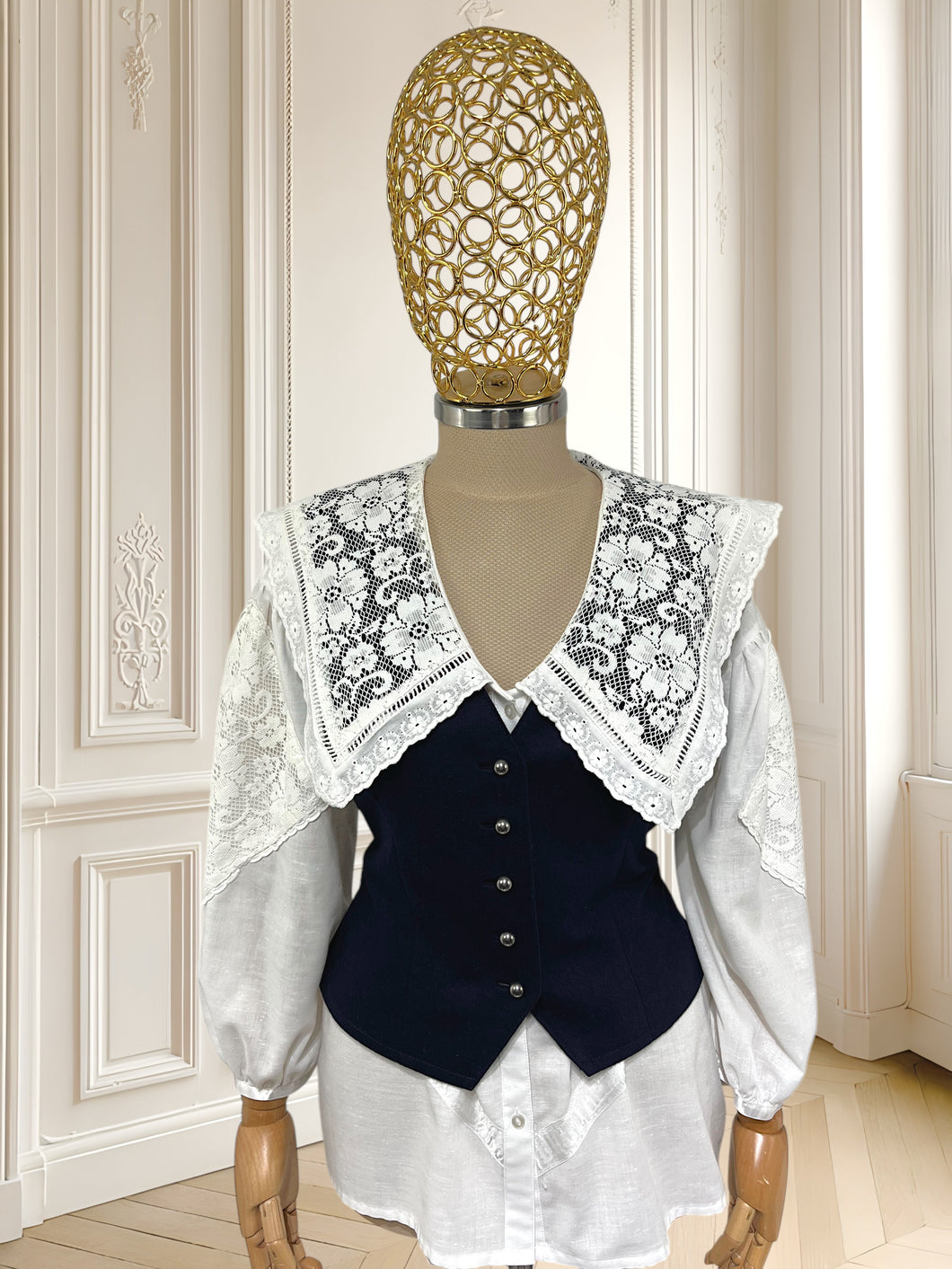 Vestă bleumarin din lână fină mărimea M