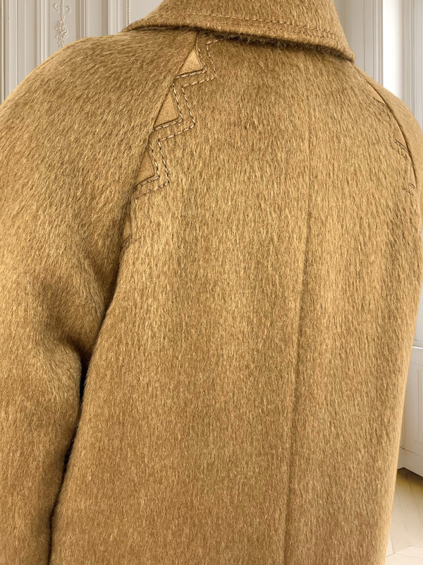 Palton vintage camel din lână alpaca și merino mărimea L
