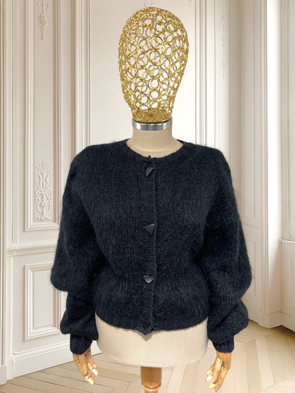 Cardigan lucrat manual din amestec de mohair potrivit pentru L/XL