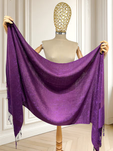 Șal purpuriu din pashmina și mătase