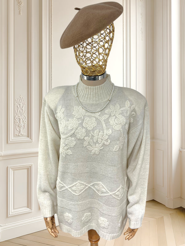 Pulover vintage din amestec de lână potrivit pentru L/XL