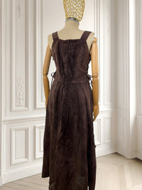 Rochie vintage din piele întoarsă mărimea M