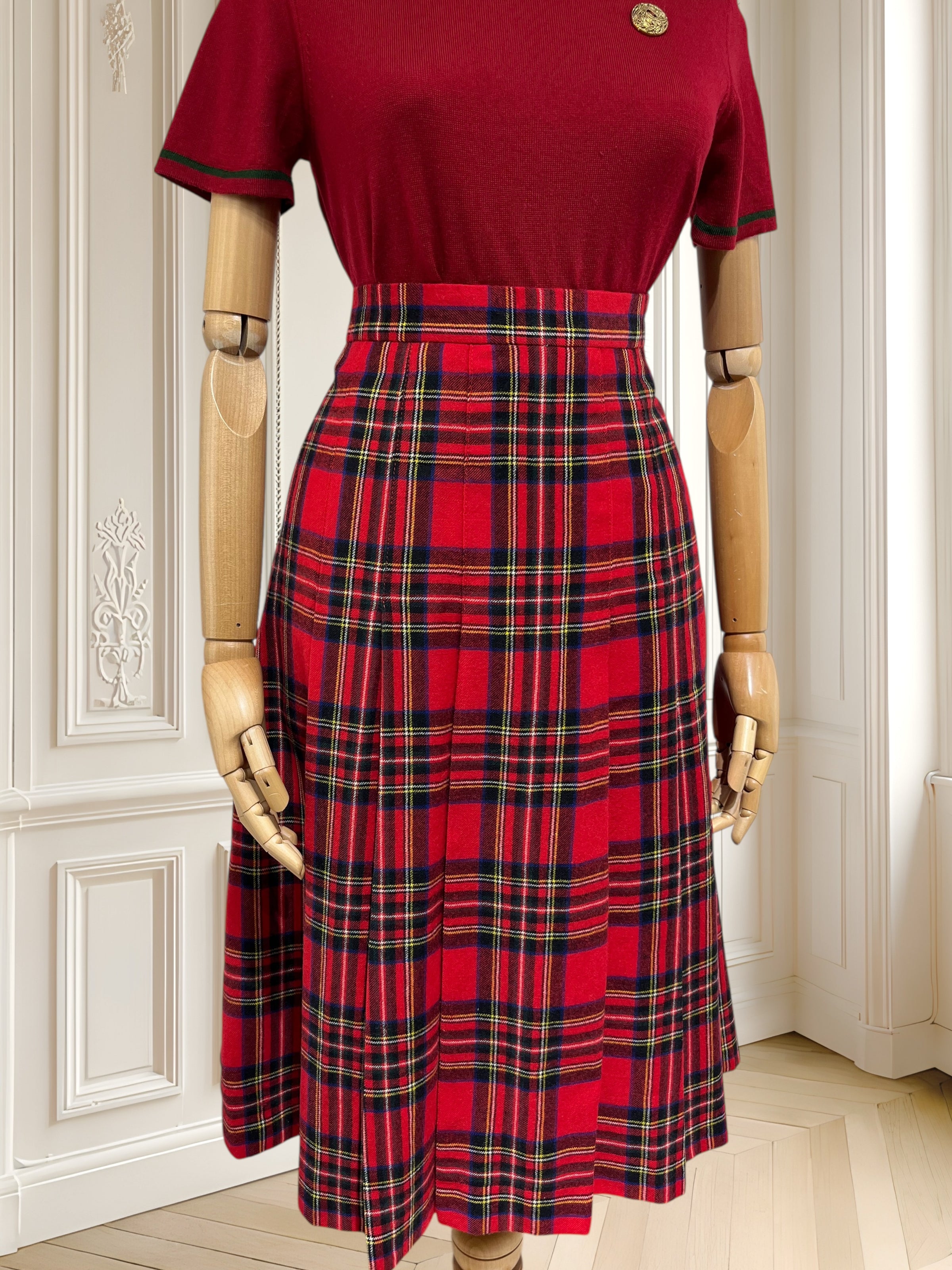 Fustă vintage din lână pură potrivită pentru L/XL