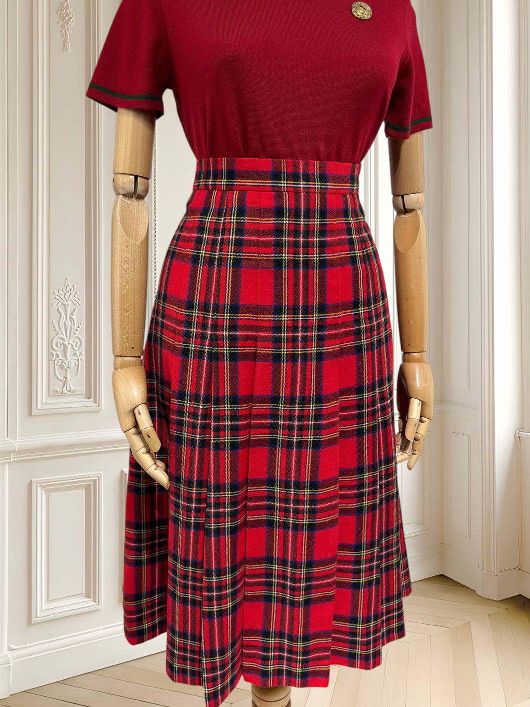 Fustă vintage din lână pură potrivită pentru L/XL