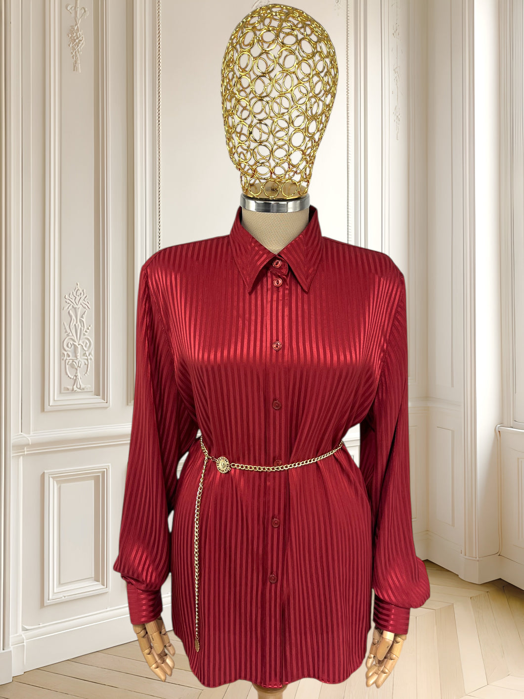 Cămașă vintage cu dungi satinate mărimea XL